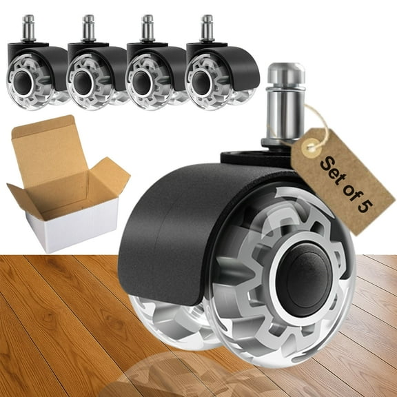 ENYKE 2" Office Chair Wheels Set of 5,11mm Desk Wheels Replacement,Soft Wheels Suitable for Hardwood,Carpet（Gray）