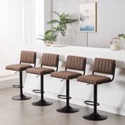 ENYLAY Adjustable Swivel Bar Stools Set of 4, Modern Faux Leather Counter Height Bar Chairs with Mid Back & Footrest for Kitchen Island Home Bar Pub, Brown