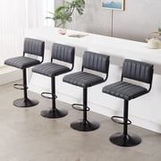ENYLAY Adjustable Swivel Bar Stools Set of 4, Modern Faux Leather Counter Height Bar Chairs with Mid Back & Footrest for Kitchen Island Home Bar Pub, Black