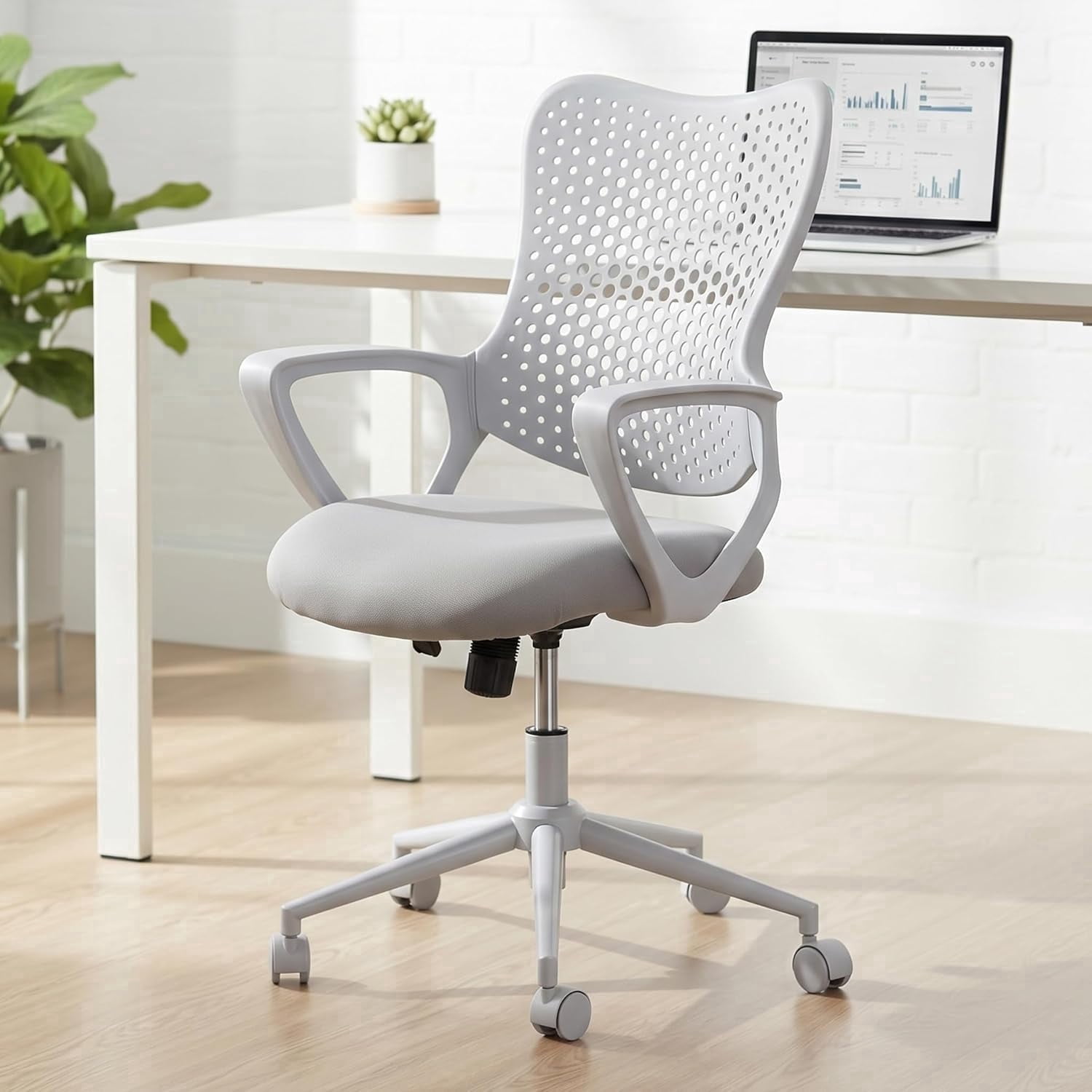 ENYLAY Ergonomic Office Chair, Breathable Mesh Computer Desk Chair with Armrests & Rolling Swivel, Butterfly Back Design Task Chair for Home Office, Adults Teens (Gray)