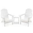 thumbnail image 1 of ENYLAY Folding Adirondack Chair Set with Side Table - HDPE Outdoor Patio Chairs, Weatherproof Chair with Reclining Back, and 2-Tier Storage End Table for Firepit or Garden (White，2 Chair＆1 Table), 1 of 7