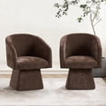 thumbnail image 1 of ENYLAY Swivel Modern Accent Chair,Luxury Fabric Upholstered Makeup Chair Comfy Barrel Chair with No Wheels,360°Rotating Vanity Armchair for Living Room Bedroom Office (Brown, Set of 2), 1 of 10