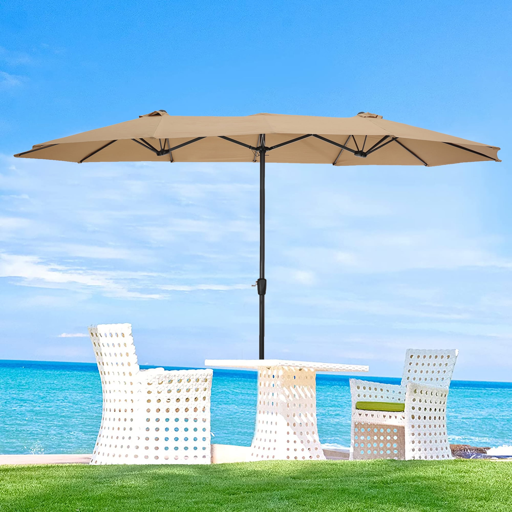 ENYOPRO 15ft Outdoor Patio Umbrella Double Sided Polyester Shade Umbrella Market Table Umbrella w Crank System 12 Steel Ribs Wind Vent Top for Garden Lawn Park Only Include Umbrella T1237 Walmart