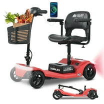 ENYOPRO Foldable Mobility Scooter for Seniors, 4 Wheel Electric Scooter for Adults with Adjustable Seat, Powered Electric Wheelchair with Lithium Battery, USB Port, 20Miles, Anti-tip Wheels, Basket