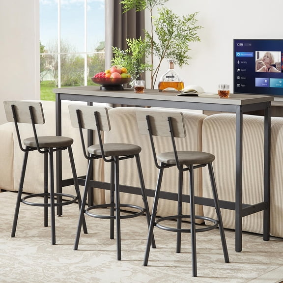 ENYOPRO 4-Piece Counter Height Table Set, Wood Rustic Bar Dining Set with 3 Bar Chairs, Pub Dining Height Table Set, Morden Style Counter Height Kitchen Table for Dining, Work or Study