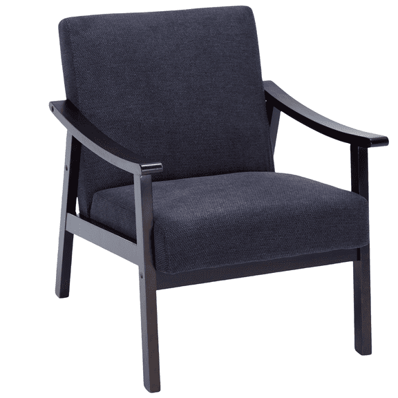 ENYOPRO Accent Chair, Upholstered Comfy Single Sofa with Wood Feet, Mid Century Armchair for Bedroom, Living Room, Modern Comfy Reading Chair, Black