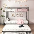thumbnail image 1 of ENYOPRO Bunk Bed with Roll Out Trundle Bed Frame, Metal Bunk Bed Can Be Divided Into Two Twin Beds, Trundle Twin Bunk Bed with Ladders and Guardrails for Guest Room, Space Saving Bedroom Furniture, 1 of 10
