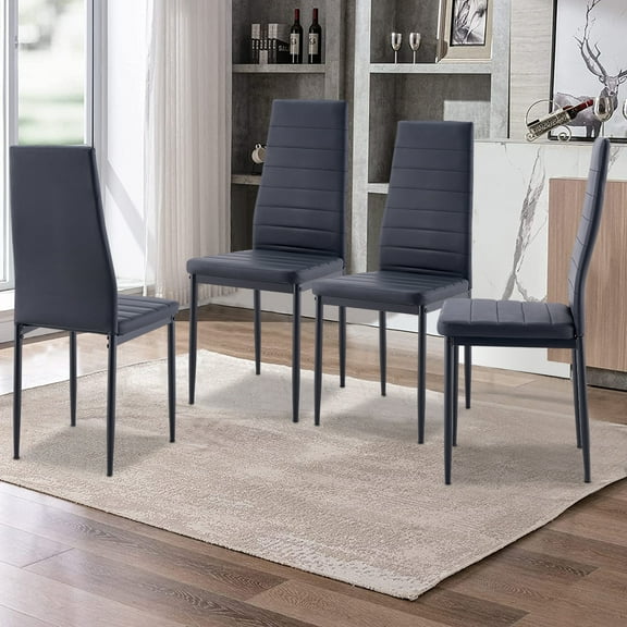 ENYOPRO Dining Chairs Set of 4, Black Dining Room PU Chairs, Dining Side Chairs for Home Kitchen Living Room