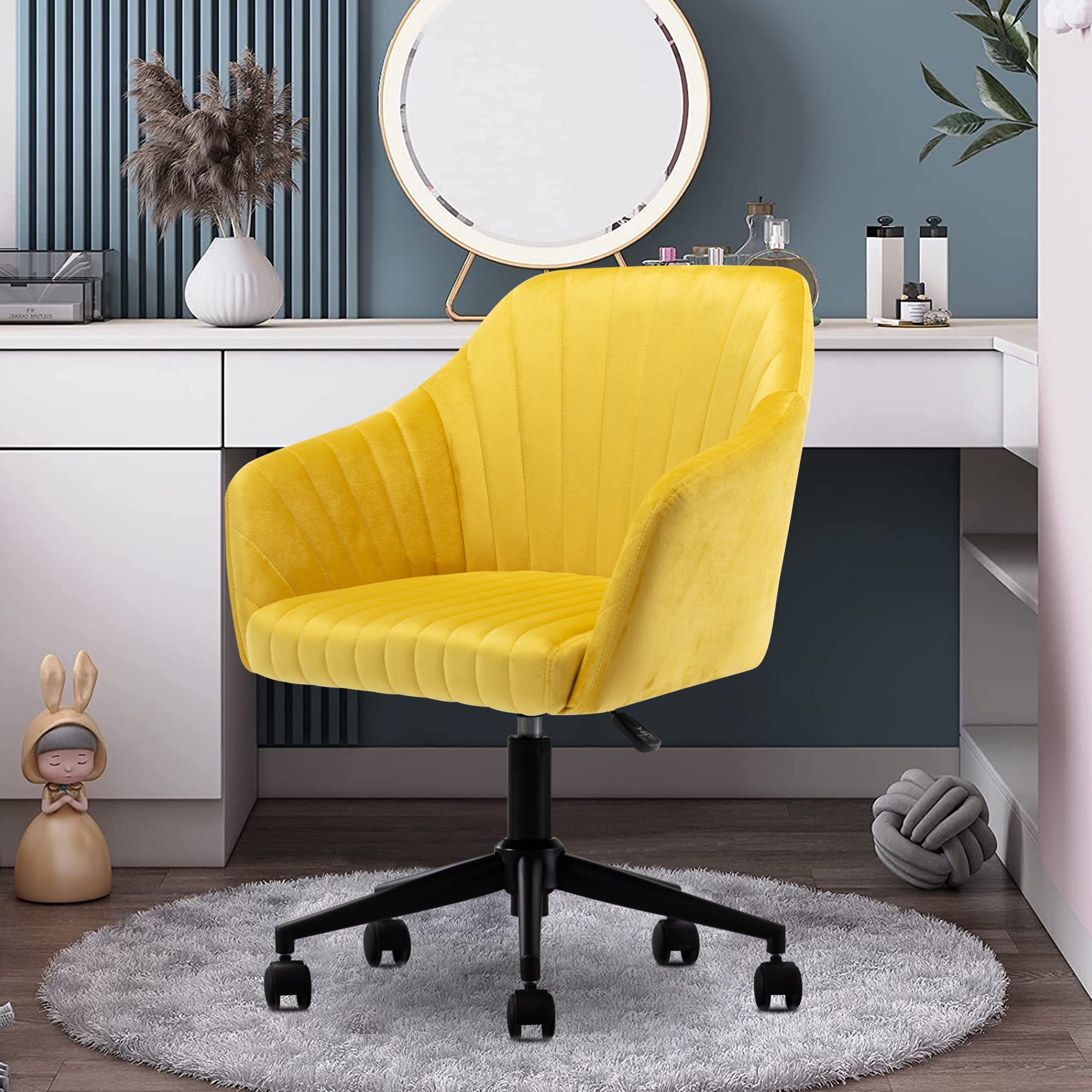 ENYOPRO Mid Back Desk Task Office Chair, Modern Velvet Leisure Chair ...