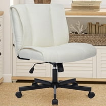 ENYOPRO Office Chair Wide Seat with Adjustable Back, Ergonomic Teddy Desk Chair Vanity Chair with Wheels, Modern Computer Chair for Home Office, White