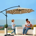 thumbnail image 1 of ENYOPRO Patio Offset Umbrella, Cantilever Umbrella w/ Solar Lights, Large Hanging Market Umbrella w/ Crank & Cross Base, Waterproof UV Protection Outdoor Umbrella w/ Vent Top for Yard Garden. T1659, 1 of 7