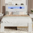 thumbnail image 1 of SESSLIFE Twin Bed Frame with LED Headboard, Modern Wood Bed Frame with Charging Station, Platform Bed with Under Bed Storage for Bedroom, Easy Assembly,White, 1 of 6