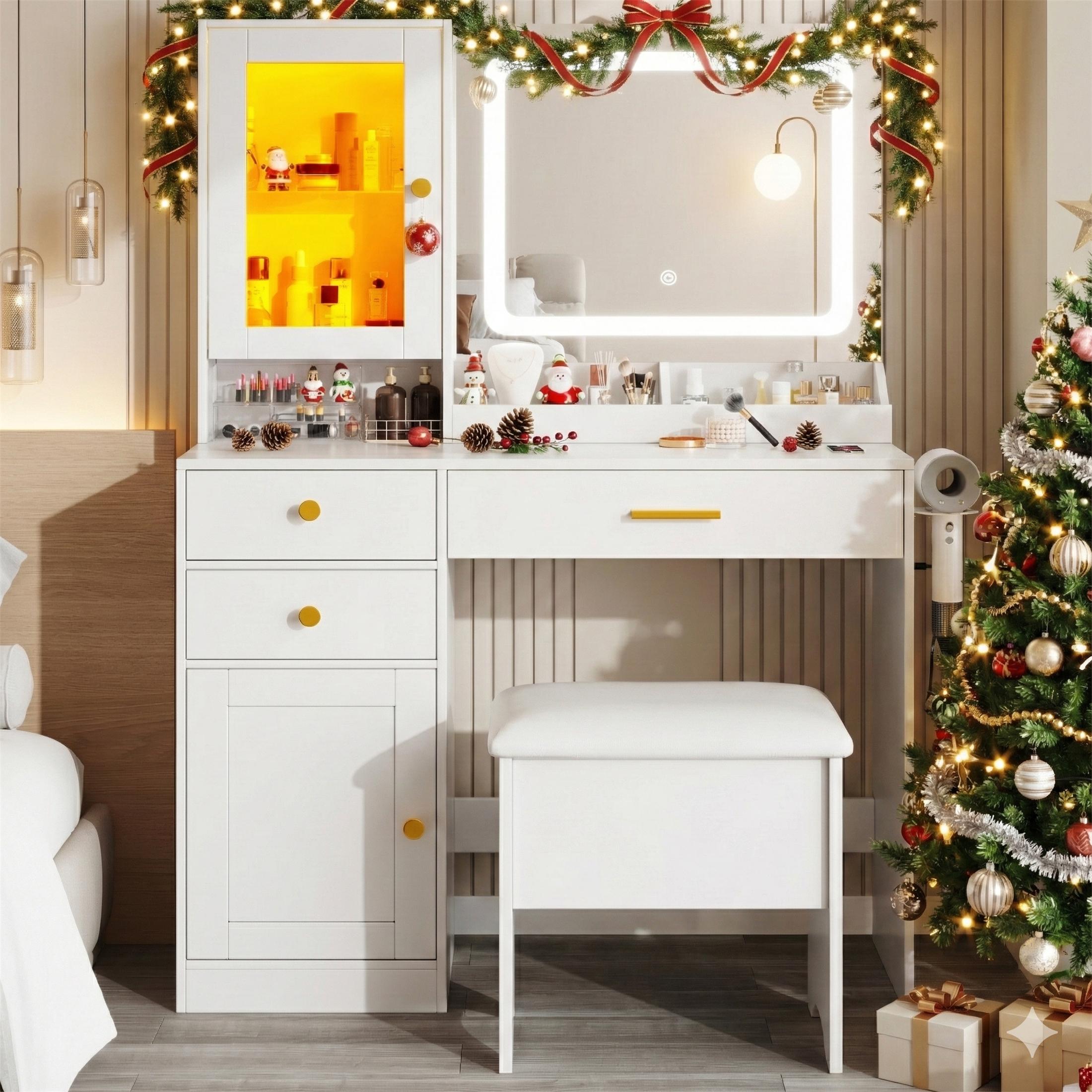 ENYOPRO Vanity Sets with LED Lights, Vanity Play Set with a Drawer