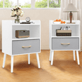 thumbnail image 1 of ENYOPRO White Nightstand Set of 2 with Drawer and Shelf, 2-Tier Storage End Table, Versatile Nightstand for Kids Adults, Modern End Side Table for Home and office, 1 of 6