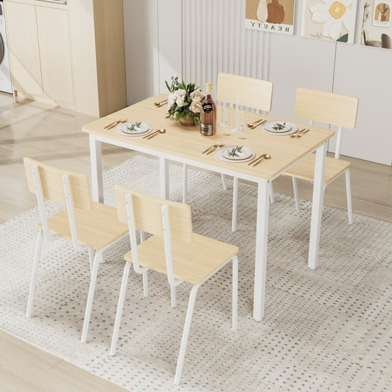 ENYOPRO 5 Piece Dining Table Set, Dining Table Set for 4, Modern Kitchen Table Set with 4 Chairs, Multipurpose Table and Chairs Set for Home Pub Bistro