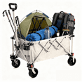 thumbnail image 1 of ENYOPRO Foldable Four-Wheel Wagon, Portable Wagon with All-Terrain Wheels & an adjustable handle, Utility Wagon for Outdoor, Shopping, Camping,Beige, 1 of 10
