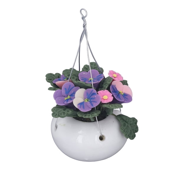 ENYOUNG 1:12 Miniature Dollhouse Plants Realistic Mini Clay Hanging Phalaenopsis Potted Flower Model Decoration Exquisite Tiny Orchid Bonsai for Fairy Garden Dollhouse Accessories, 7 Inches