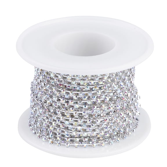 ENYOUNG 10-Yard Crystal Rhinestone Chain Spool Silver Plated ss16 Link Size 3.6mm/0.14in for DIY Jewelry Making Necklace Earring Wedding Dress Embellishment Phone Case Decoration Arts & Crafts