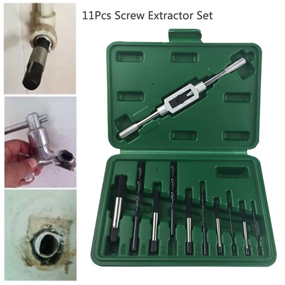 ENYOUNG 11Pcs Screw Extractor Set, Broken Damaged Screw Remover Tool, HSS Drill Guide Bits Tools Set with Tap Holder and Storage Box for Home Repair, 7.87 inches / 20 cm Length, 1.43 lbs / 0.65 kg