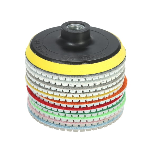 ENYOUNG 12-Piece 4-Inch Diamond Wet Polishing Pads Grinding Disc Set with Backing Pad for Granite, Marble, Concrete, Stone & Ceramic Tile Resurfacing