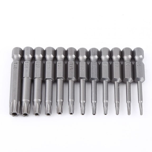 ENYOUNG 12pcs 1/4 Inch / 6.25mm Shank 50mm / 2 inches S2 Steel Magnetic Star Head Screwdriver Bits Set T5-T40 High Hardness Anti-Impact Professional Drive Bit Tools