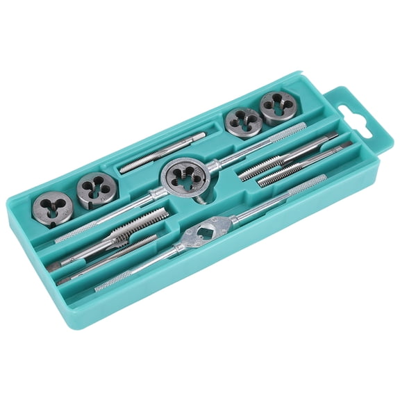 ENYOUNG 12pcs Metric M6-M12 Screw Nut Thread Taps and Dies Set with Wrench Handle, Heavy Duty 45 Steel Hand Tapping Tool Kit for Machinery Automotive Repair, 9.45 x 3.54 x 0.79 inches / 24 x 9 x 2 cm