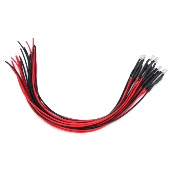 ENYOUNG 3mm Pre Wired LED Diodes Round Head Single Flashing Model, Red Light Indicator, 12V 0.06W Emitting Lights, 50 Count