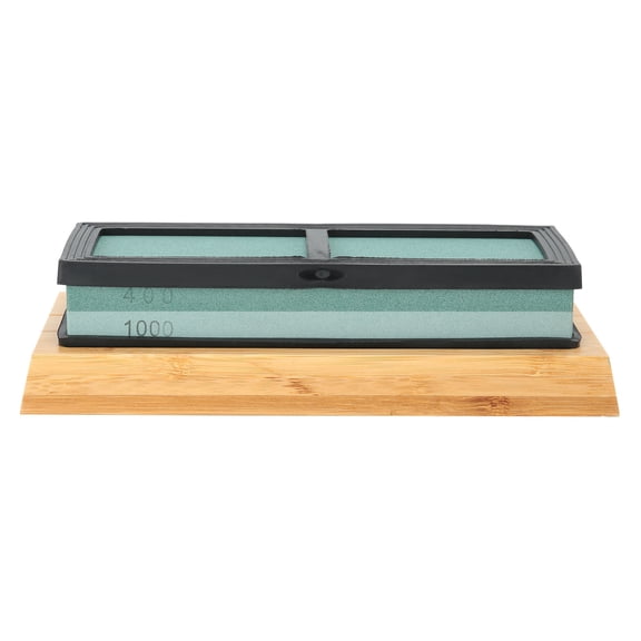 ENYOUNG 400 1000 Grit Double Side Sharpening Stone Knife Sharpener with Bamboo Base (7.1 x 2.4 x 1.2 inches / 18 x 6 x 3 cm)
