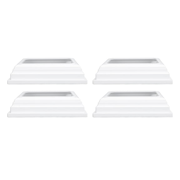 ENYOUNG 4PCS Split Type Vinyl Post Skirt Deck Column Base Cover, 4x4 Inch (10.16 x 10.16 cm) Post Sleeve Decorative Trim for Fence Porch Handrail