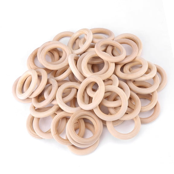 ENYOUNG 50pcs Unfinished Natural Wooden Round Rings 1.97 inches / 50 mm DIY Wood Craft Circles for Macrame and Crafting