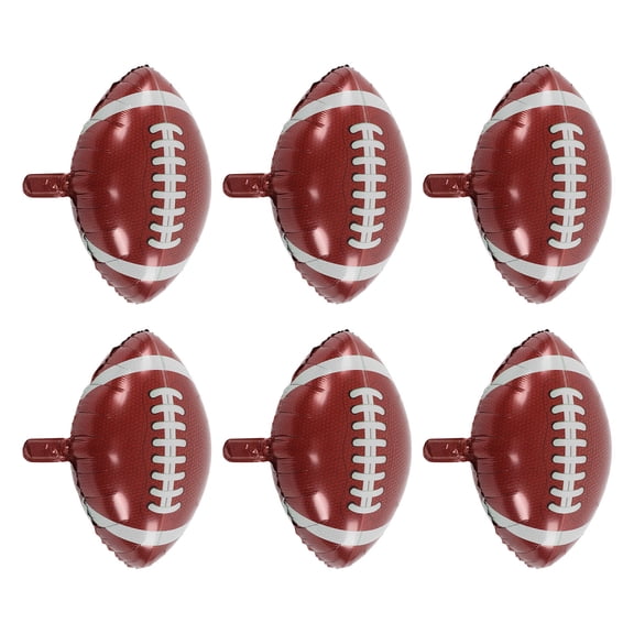 ENYOUNG 6Pcs Large Aluminum Foil Football Balloons for Sports Theme Parties, Reusable Safe Party Decoration Supplies, 20.87 x 20.08 inches (53 x 51 cm), Easy to Inflate and Display for Game Day