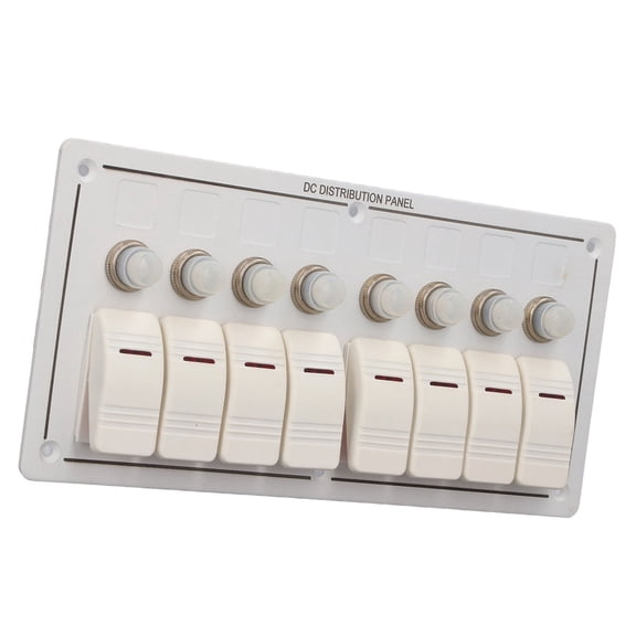 ENYOUNG 8 Gang Toggle Switch Panel Aluminium Waterproof Switch Control Panel with Overload Protector and Red LED