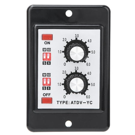 ENYOUNG ATDV-YC Twin Timer Relay, 110V/220V AC 12V/14V/24V DC Knob Control On Off Dual Time Delay Switch Switch for Automated Control Circuit, 2.24 x 3.38 x 3.74 inches / 5.7 x 8.6 x 9.5 cm