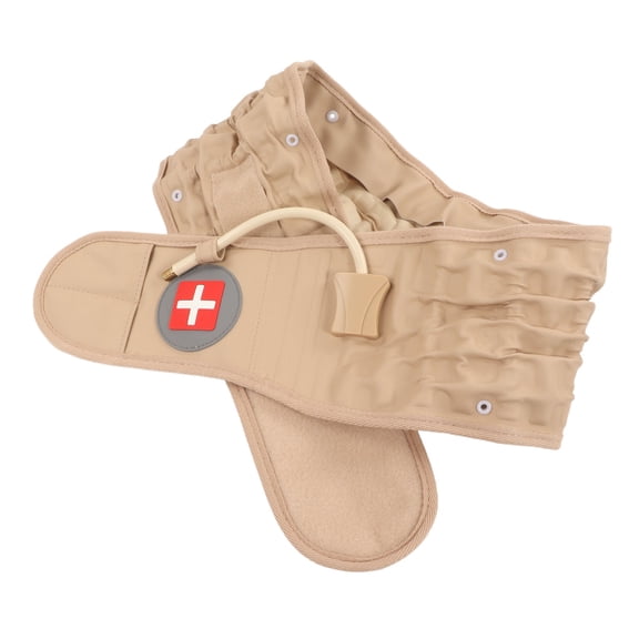 ENYOUNG Back Decompression Belt Inflatable Lower Back Traction Support Brace, Lumbar Decompression Device for Pain Relief, Double Units 22 x 18 Inches / 55.8 x 45.7 cm, Khaki & Silver
