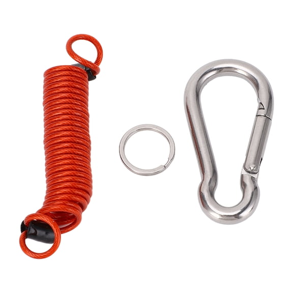 ENYOUNG Breakaway Trailer Brake Cable 304 Stainless Steel Spring Towing Coiled Wire with 8x80mm Safety Hook for RV Emergency Heavy Duty Tow Rope Red 59 inches / 150 cm