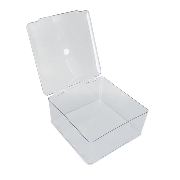ENYOUNG Clear Cosmetic Storage Organizer Box Container with Hinged Lid, Dust Proof Large Capacity Makeup Case for Desktop Organization, 10.24 inches / 26 cm, Transparent Space Saving Design