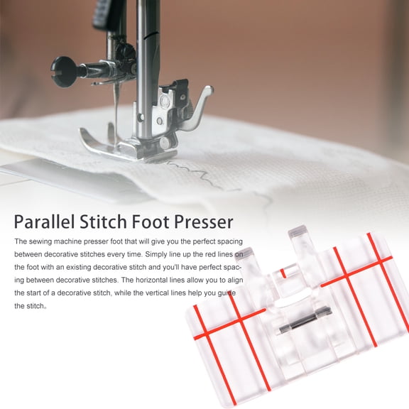 ENYOUNG Clear Plastic Parallel Stitch Foot Presser for Brother Singer Janome Domestic Sewing Machines - Stitch Guide Foot Presser for Perfect Spacing on Decorative Stitches and Shadow Quilting