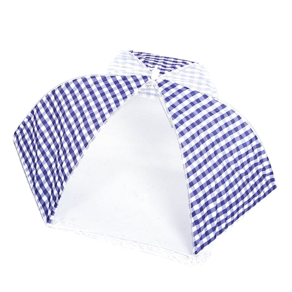 ENYOUNG Collapsible Food Umbrella Cover Pop Up Dome Mesh Fly Wasp Insect Net BBQ Picnic Protection 25 Inches / 64 cm Blue Round Shape Lace Selvage Reusable Outdoor Leftover Dishes Shield