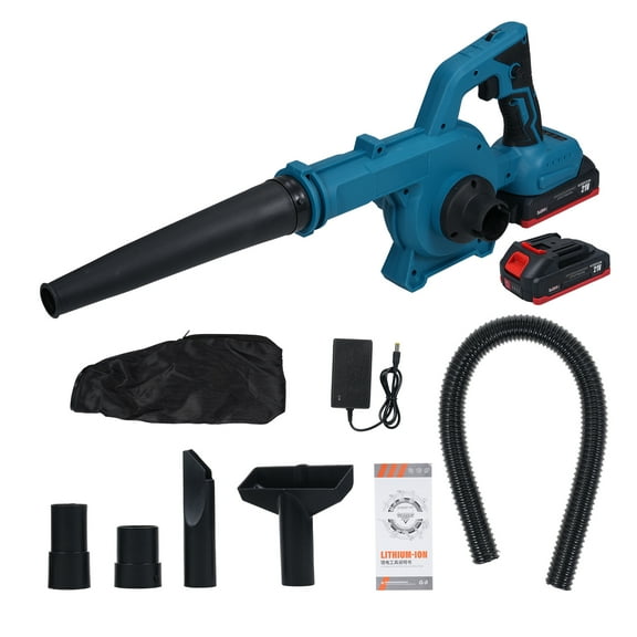 ENYOUNG Cordless Leaf Blower and Vacuum, 21V Rechargeable Air Blower, 6-Speed Adjustable for Computer Case, Fallen Leaves Cleaning and Industrial Dust Removal, Includes Two 1500mAh Batteries