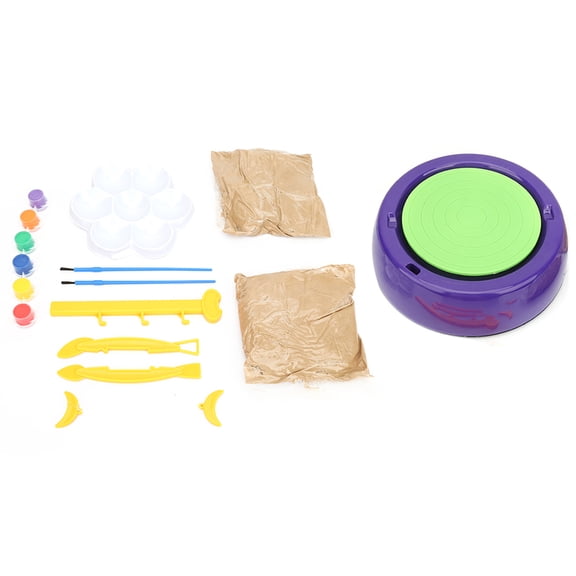 ENYOUNG Deluxe Electric Pottery Wheel Machine with Clay and 6-Color Pigments Craft Kit DIY Ceramics Studio for Kids, Great Educational Arts & Crafts Birthday Gift (8.7x8.7x8.7 inches / 22x22x22 cm)