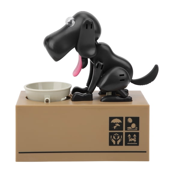 ENYOUNG Electronic Money Box Robotic Dog Coin Bank Automatic Piggy Bank for Children, Black Interactive Saving Pot for Kids Financial Education and Fun Room Decor