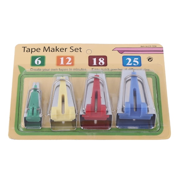 ENYOUNG Fabric Bias Tape Maker Set 4 Sizes 6mm 12mm 18mm 25mm Precision Sewing Binding Craft Tool for Quilting and Home DIY Projects (6.3 x 4.3 x 1.2 inches / 16.0 x 11.0 x 3.0 cm)