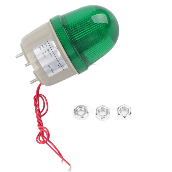 ENYOUNG Green LED Warning Light Rotating Flashing Beacon 220V AC Industrial Safety Indicator, Built-In Installation, 1 Count. Essential Emergency Visual Alarm System for Manufacturing and Security