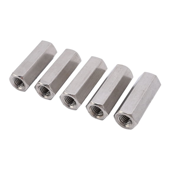 ENYOUNG M12 Hex Coupling Nut Kit, Robust 304 Stainless Steel Female Threaded Long Rod Stud Coupler Nuts Set for Threaded Rods Screws Indoor Outdoor, 5Pcs Silver M12 x 1.75 x 19 x 55 mm / 2.16 inches
