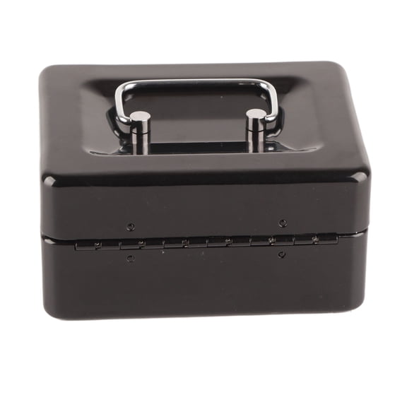 ENYOUNG Metal Cash Box 6 Compartments High Safety Money Box with Money Tray and Key Lock for Home Business, Black