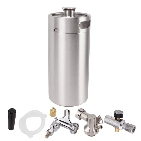 ENYOUNG Premium Stainless Steel Beer Keg Growler, 3.6L / 121.7 oz Mini Tap System with 60PSI Gauge & Faucet, Portable Draft Dispenser for Parties and Home Brewing (15.7 x 7.8 Inches)