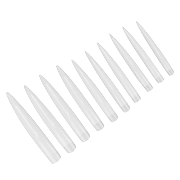 ENYOUNG Professional Long Pointed False Nail Tip Set 10 Sizes Sharp Fake Nails Acrylic Extensions Full Cover Nail Art Salon Tools for Women, 10 pcs / Natural Color