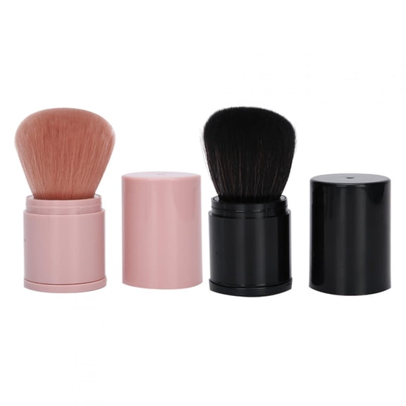 ENYOUNG Professional Powder Blush Brush Set, 2 Pcs Retractable Face Contour Loose Powder Makeup Brushes for Blending Foundation and Flawless Cosmetics Application (Black & Pink, 4.7 inches / 12.0 cm)