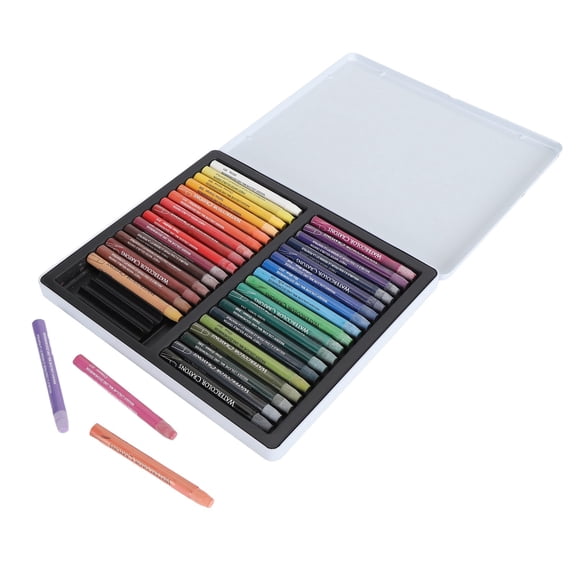 ENYOUNG Professional Silky Watercolor Crayon Set Portable Water Soluble Painting Sticks Smooth and Blendable Crayons with Protective Metal Storage Case for Artists & Crafters (36 Colors, 10.2x9.8 In)