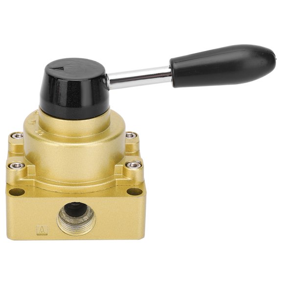 ENYOUNG Rotary Lever Hand Valve 3 Position 4 Way Pneumatic Air Flow Control Switch Equipment HV-04 Cast Iron and Aluminum Core Heavy Duty Industrial Fluid Valve 10 inches / 25.4 cm Length